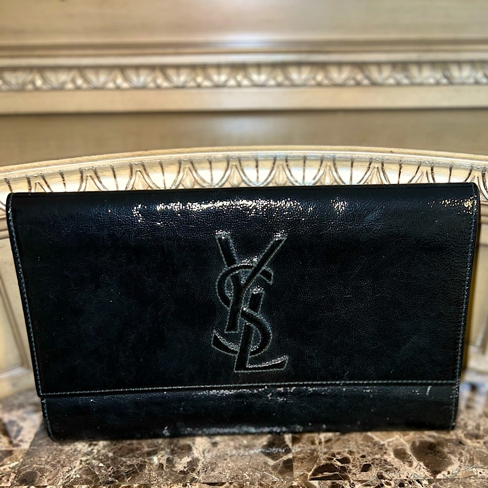 Black YSL leather clutch Update: found the original box and receipt for the bag!
